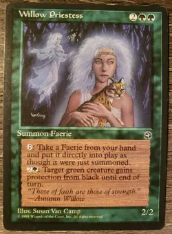 1995 Willow Priestess Card - Rare Green Creature - Mint/NM+ - Homelands MTG - Image 1