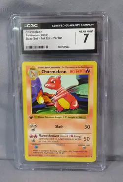 CHARMELEON #24/102 Pokemon Base Set 1st Edition Shadowless Card 1999 CGC 7 NM - Image 1