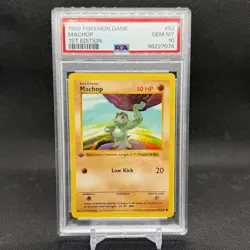 1999 Pokemon Base Set SHADOWLESS 1st Edition Machop #52 PSA 10 - Image 1