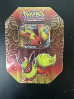Pokemon TCG: Elemental Power Tin Flareon GX + 4 Packs (Sun & Moon) SEALED (a) - Image 1