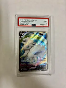2022 POKEMON SWORD & SHIELD SILVER TEMPEST #173 FULL ART/ALOLAN VULPIX V PSA 9 - Image 1