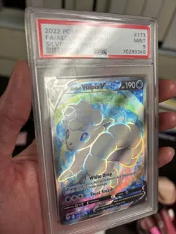 2022 POKEMON SWORD & SHIELD SILVER TEMPEST #173 FULL ART/ALOLAN VULPIX V PSA 9 - Image 3