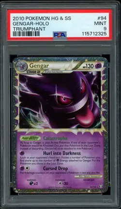 Pokemon PSA 9 Gengar Prime 94/102 HeartGold & SoulSilver Triumphant Ultra Rare - Image 1