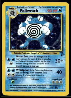 2000 Pokemon Game Base Set 2 15 Poliwrath Holo LP - Image 1