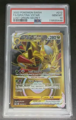 2022 Pokemon Lost Origin GIRATINA VSTAR SECRET 212/196 PSA 10 - Image 1