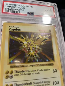 Pokemon TCG 1999 ZAPDOS Base Set Shadowless Holo Rare 16/102 WOTC PSA 6 - Image 3