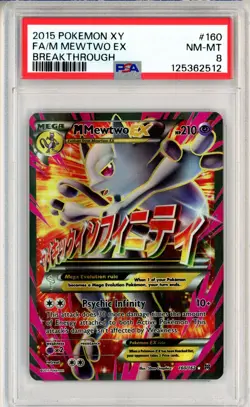 PSA NM-MT 8 Pokemon TCG M Mewtwo EX (160 Full Art) 160/162 Breakthrough Holo - Image 1