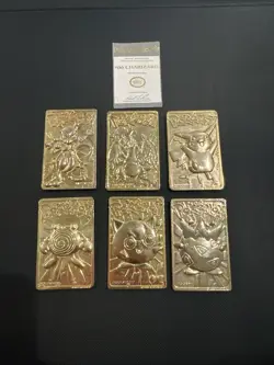 *NO Pokeballs* Set Of 6 Pokemon 23K Gold Plated Cards 1999 Burger King Promotion - Image 1