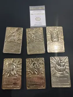 *NO Pokeballs* Set Of 6 Pokemon 23K Gold Plated Cards 1999 Burger King Promotion - Image 2