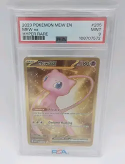 Pokemon Card Mew ex 205/165 Scarlet And Violet Hyper Rare Gold PSA 9 - Image 1