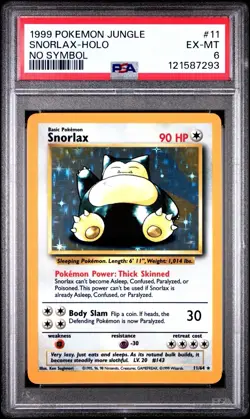 Snorlax 11/64 - Jungle - No Symbol - Holo - Pokemon Card - PSA 6 EX-MT - Image 1
