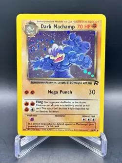 Dark Machamp 10/82 *NICE SWIRL* Team Rocket Holo Rare Vintage WOTC Pokemon TCG - Image 1