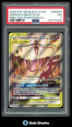 2020 POKEMON SM BLACK STAR PROMOS #SM240 ESPEON DEOXYS GX TAG TEAM PSA 7 - Image 1