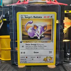 Lt. Surge's Rattata 1st Edition Gym Heroes Pokemon TCG 82/132 Unlimited Common - Image 1