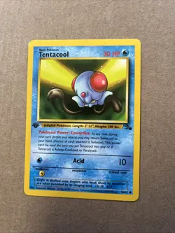 Pokemon Card Tentacool 56/62 Fossil 1st Edition Vintage 1999 NM Pack Fresh - Image 1