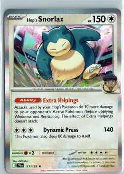 Pokemon Hop's Snorlax Holo Rare SV09: Journey Together 117/159 TCG NM - Image 1