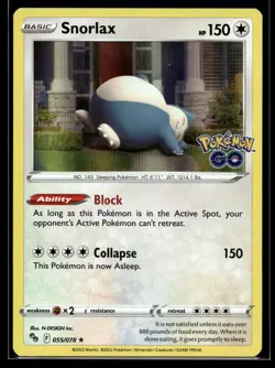 2022 Pokemon GO 055 Snorlax Holo LP - Image 1