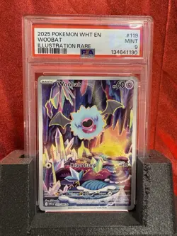 2025 POKEMON WHT EN-WHITE FLARE #119 WOOBAT ILLUSTRATION RARE PSA 9 MINT - Image 1