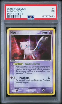 2006 POKEMON POP SER 4 #4 MEW-HOLO PSA 1 - Image 1