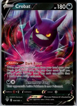 Crobat V 104/189 Holo Rare V Darkness Ablaze Pokemon Near Mint - Image 1