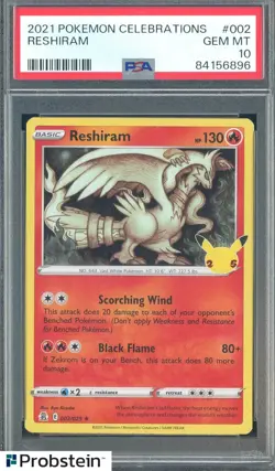 2021 Pokemon Celebrations #002 Reshiram PSA 10 GEM MINT - Image 1