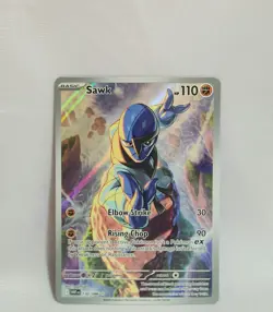 2025 Pokemon TCG Sawk 130/086 Illustration Rare White Flare Holo NM+/M ENG - Image 1