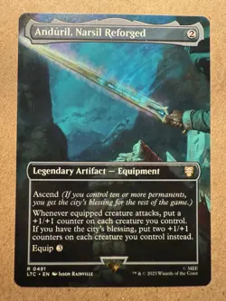 Anduril, Narsil Reforged Borderless MTG Lord Of The Rings Commander NM-M 491 - Image 1