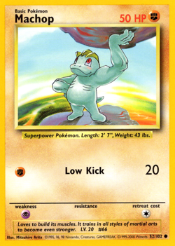MACHOP 52/102 BASE SET UNLIMITED POKEMON TCG CCG 2000 NM - Image 1