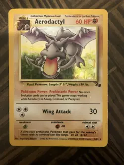 1999 Pokemon TCG Aerodactyl 1/62 Fossil Holo Card - Image 2