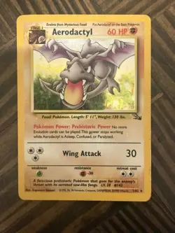 1999 Pokemon TCG Aerodactyl 1/62 Fossil Holo Card - Image 5