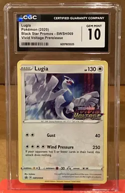 CGC GEM MINT 10 Lugia - (Prerelease) SWSH069 SWSH: Black Star Promo Card Holo - Image 1