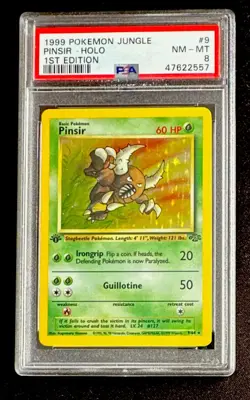 PSA 8 Pinsir 1st Edition #9/64 1999 Pokemon Jungle Rare Holo - Image 1