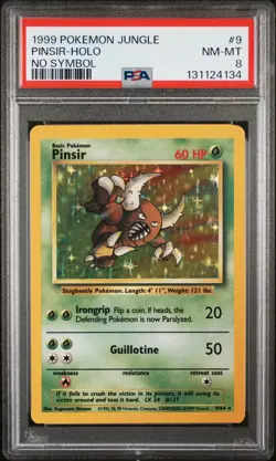 1999 POKEMON JUNGLE NO SYMBOL #9 PINSIR-HOLO PSA 8 - Image 1