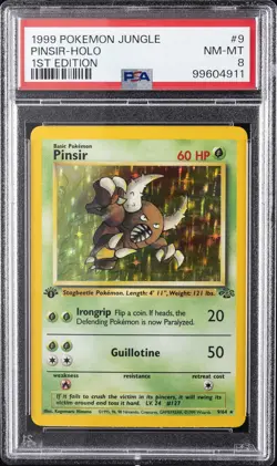 1999 POKEMON JUNGLE 1ST ED #9 PINSIR-HOLO PSA 8 - Image 1