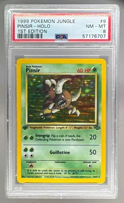 57176707 Pinsir 1999 Pokemon Jungle 1st Edition #9 Holo PSA 8 - Image 1
