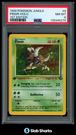 1999 POKEMON JUNGLE 1ST EDITION #9/64 PINSIR HOLO PSA 8 - Image 1