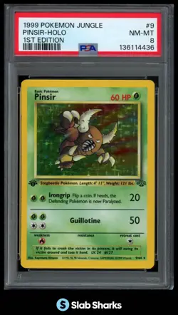 1999 POKEMON JUNGLE 1ST EDITION #9/64 PINSIR HOLO PSA 8 - Image 1