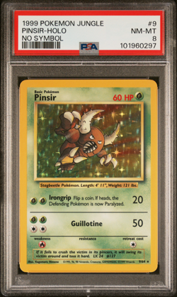 1999 POKEMON JUNGLE #9 PINSIR-HOLO NO SYMBOL PSA 8 - Image 1