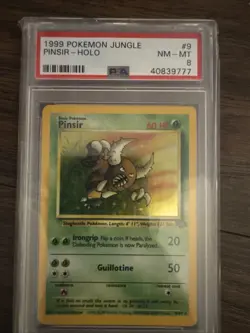 Pokemon 1999 PSA 8 Pinsir Holo Jungle 9/64 Card - Image 1