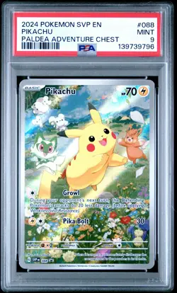 2024 POKEMON SVP 088 EN-SV BLACK STAR PROMO PALDEA ADVENTURE CHEST PIKACHU PSA 9 - Image 1