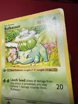 Bulbasaur 44/102 Shadowless 1st Edition Base Set Pokemon Card HP - Image 4