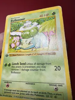 Bulbasaur 44/102 Shadowless 1st Edition Base Set Pokemon Card HP - Image 5