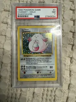 Pokemon TCG Chancy - Holo Shadowless Base Set 1999 PSA 7 - Image 1