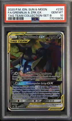 PSA 10 Greninja & Zoroark GX Tag Team Alternative Art Indonesia Sun Moon Pokemon - Image 1