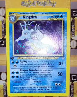 Pokemon Kingdra Neo Genesis 1st Edition Holo Rare 8/111 Holo Swirl NM - Image 4