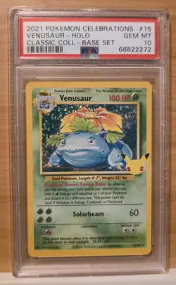 PSA 10 2021 Pokemon Celebrations Venusaur Holo Classic Collection Base Set #15 - Image 1
