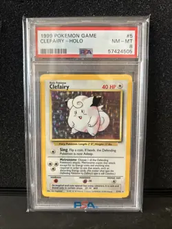 Pokemon PSA 8 NM-MT Base Set Holo Clefairy 5/102 - Image 1