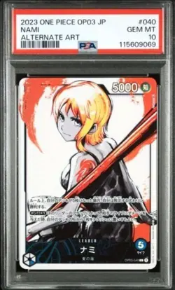 2023 JAPANESE ONE PIECE CARD OP03-040 NAMI ALTERNATE ART PSA 10 BANDAI NAMCO JPN - Image 1