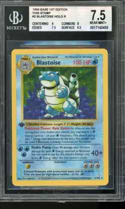 1999 Pokemon Base Set 1st Edition 2/102 Blastoise Holo Beckett 7.5 BGS - Image 1