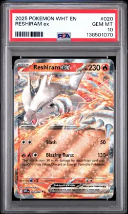 RESHIRAM EX #020 PSA 10 White Flare Double Rare Gem Mint Pokemon - Image 1